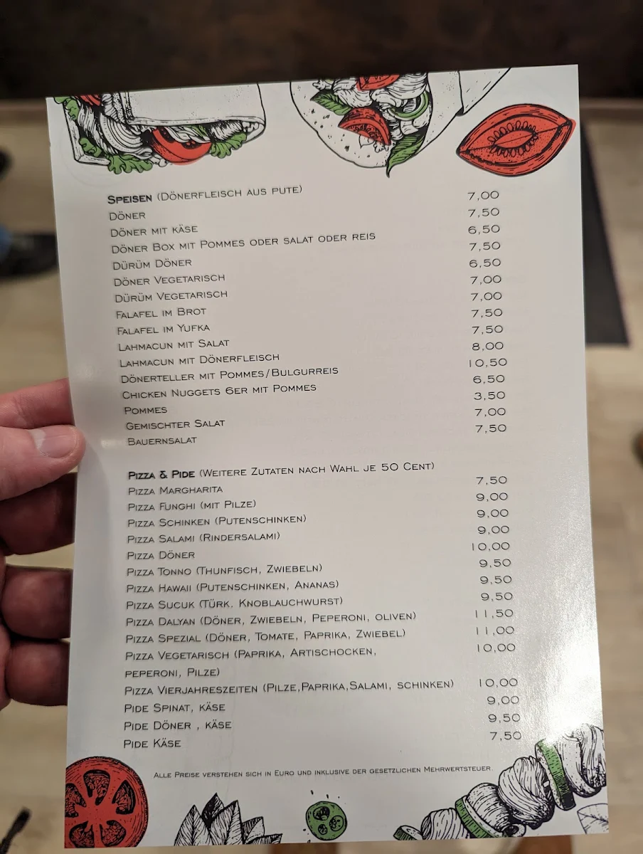 Speisekarte, Ali Baba Döner&Pizza Nattheim