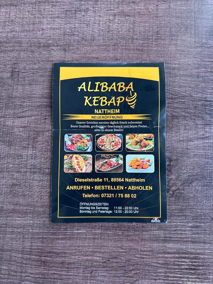 Speisekarte, Ali Baba Döner&Pizza Nattheim