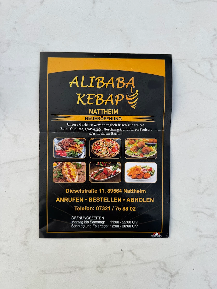 Speisekarte, Ali Baba Döner&Pizza Nattheim