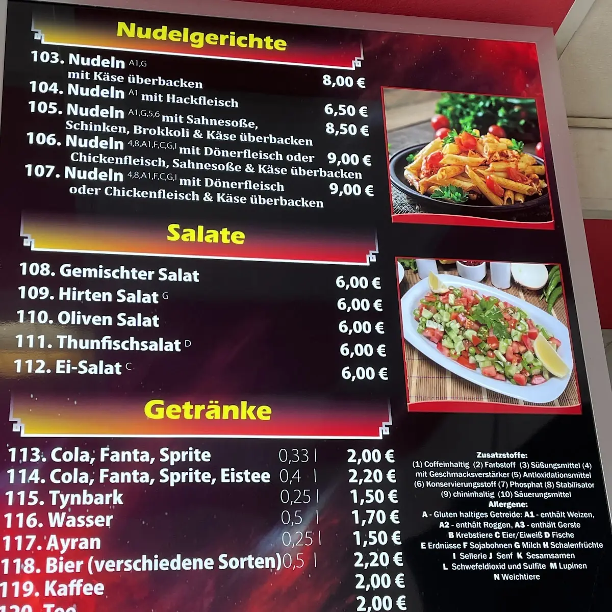 Speisekarte, Evin Bistro