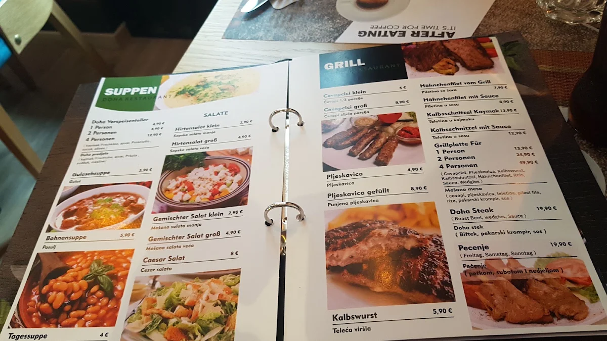 Speisekarte, Restaurant DOHA Berlin