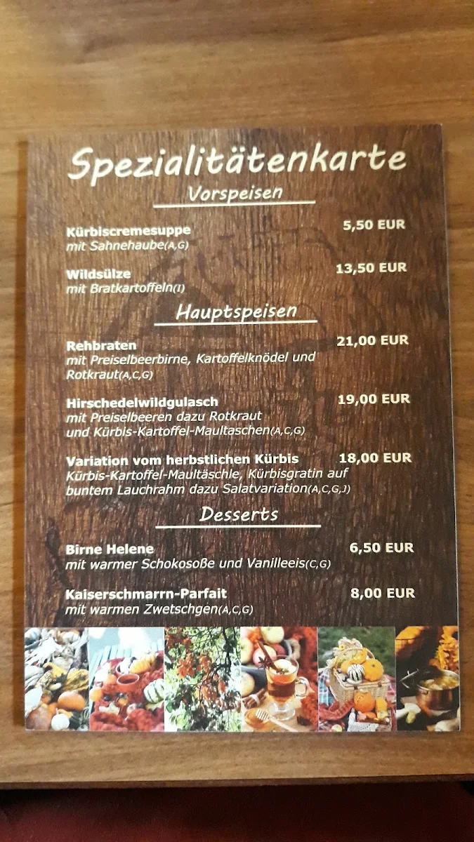 Speisekarte, Restaurant Am Stockbrunnen, Großbottwar