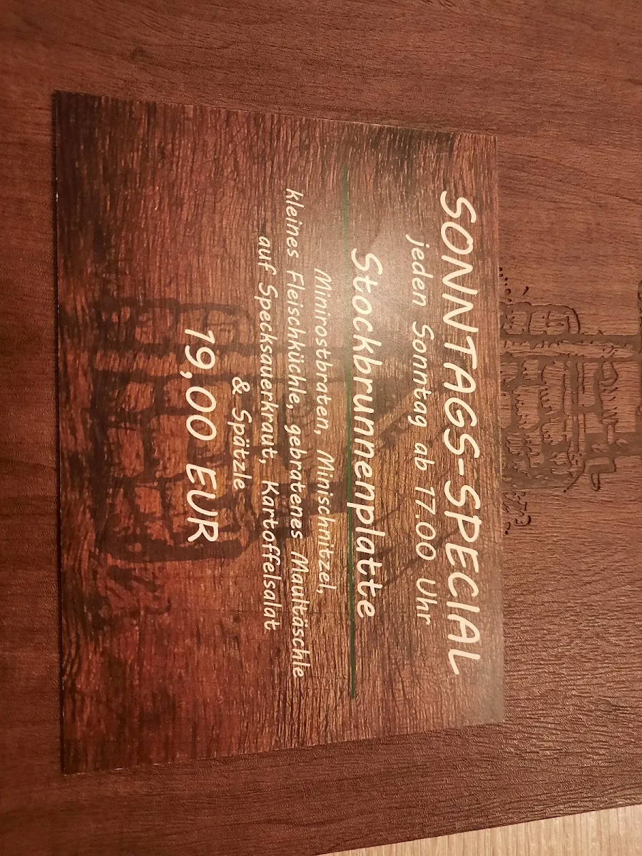 Speisekarte, Restaurant Am Stockbrunnen, Großbottwar