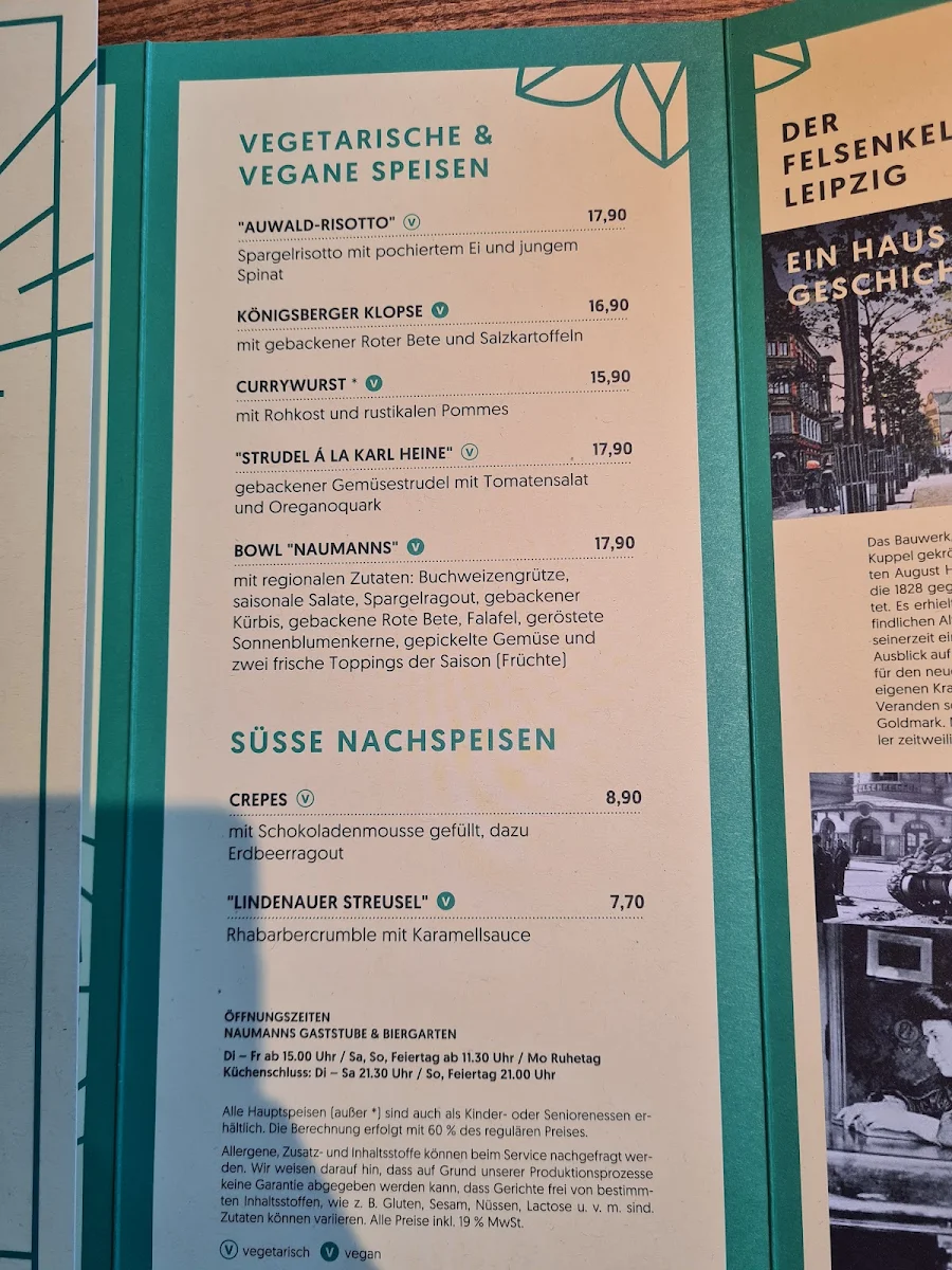 Speisekarte, Naumanns Gaststube