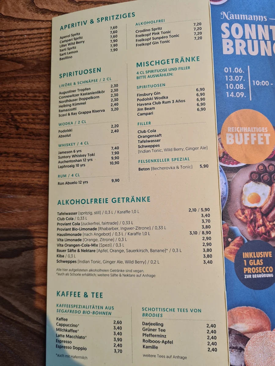 Speisekarte, Naumanns Gaststube