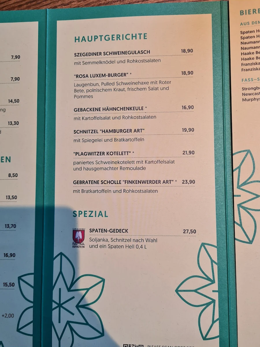 Speisekarte, Naumanns Gaststube