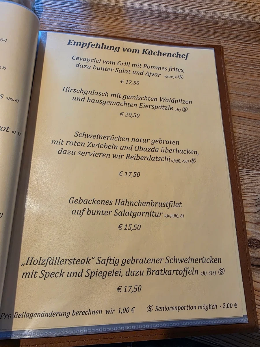 Speisekarte, Alpstuben Buching e.K., Inh. Robert Kerner