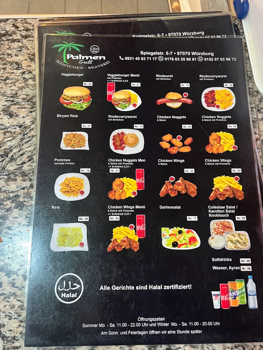 Speisekarte, Palmen Grill