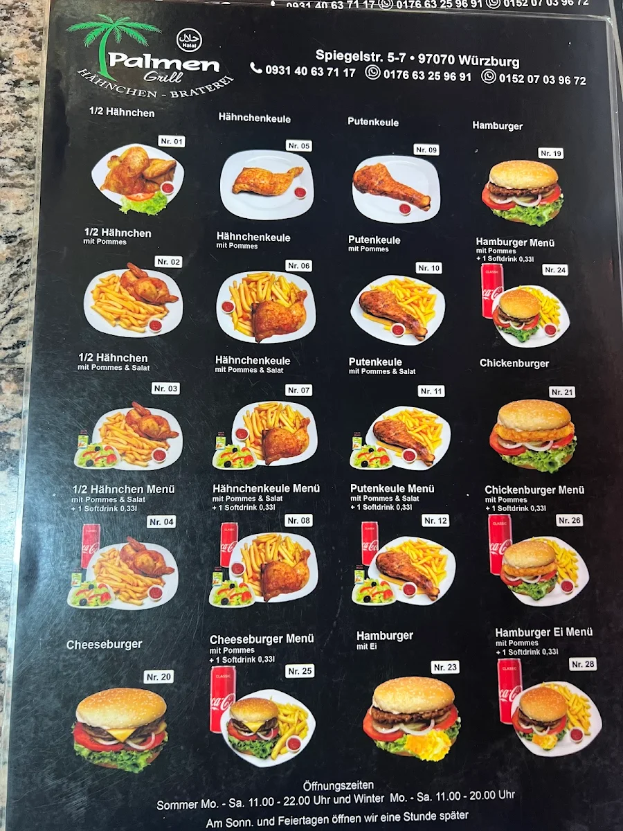 Speisekarte, Palmen Grill