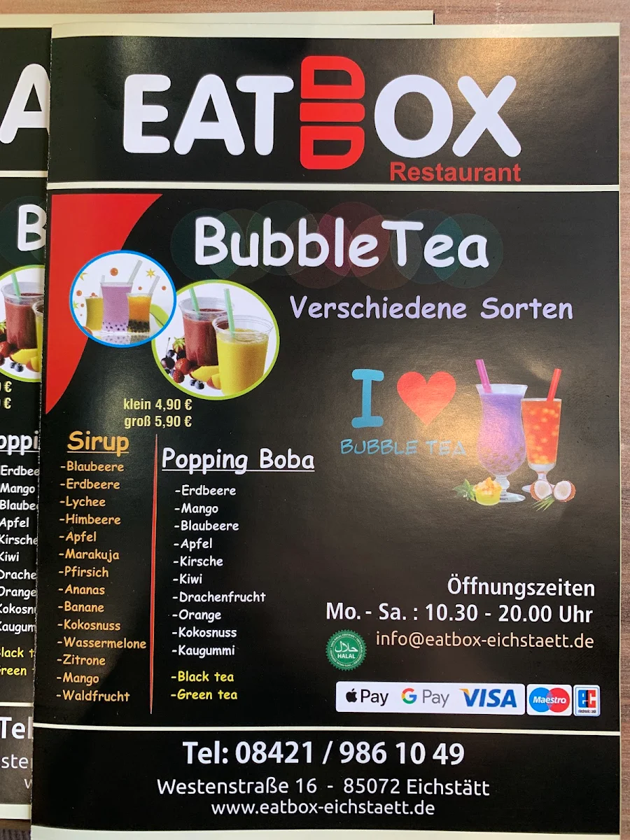 Speisekarte, EatBox Restaurant - Burger & Döner in Eichstätt