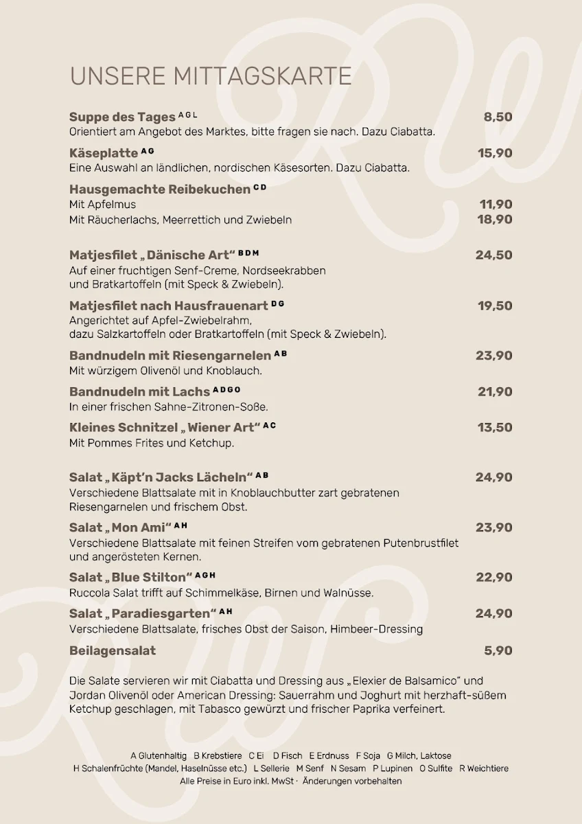 Speisekarte, Restaurant Wamser