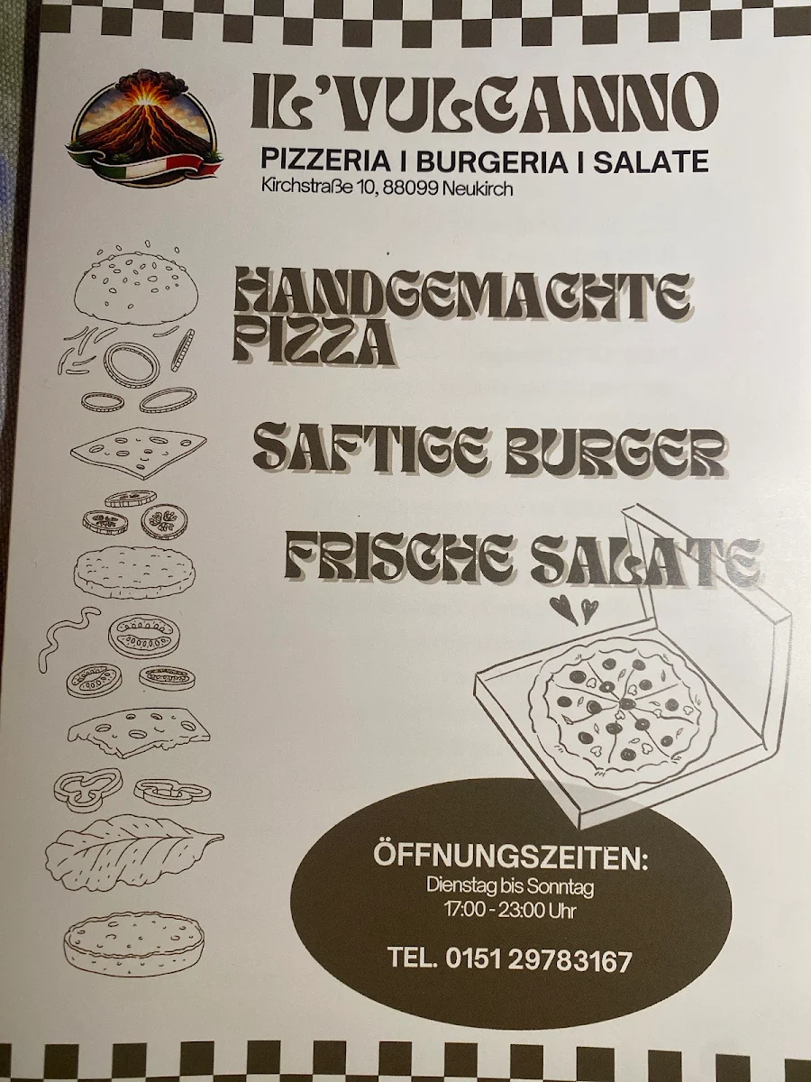Speisekarte, Pizzaria & Hamburgeria Central il Vulcano