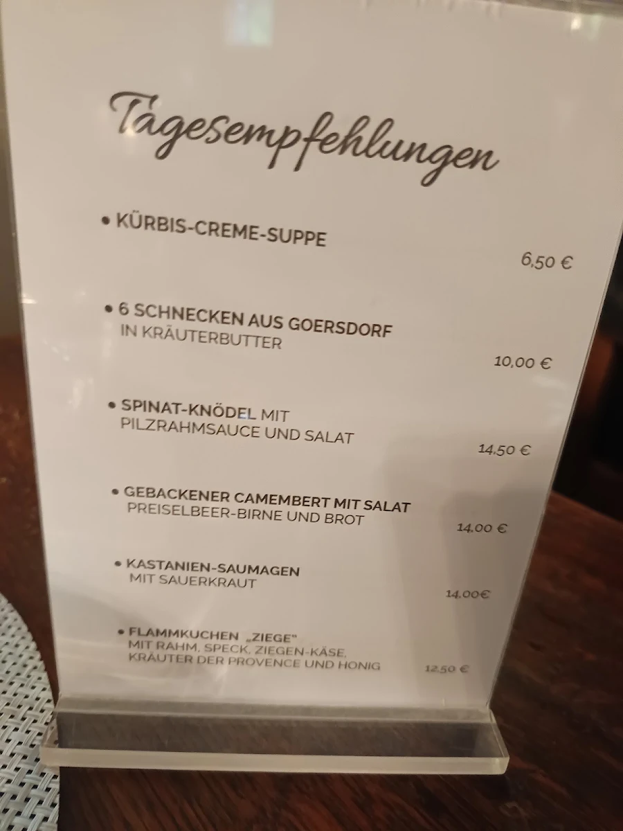 Speisekarte, Weinhaus Alter Zollberg