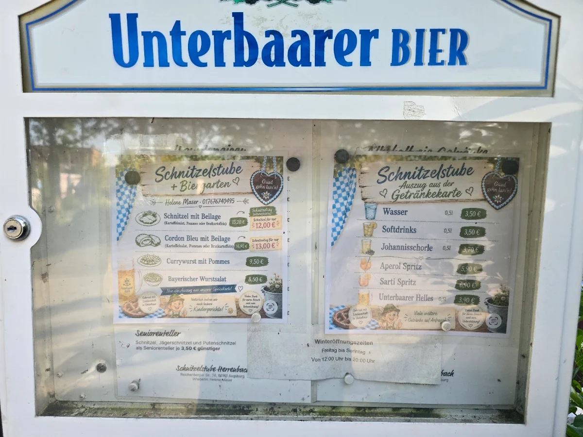 Speisekarte, Gaststätte Schnitzelstube