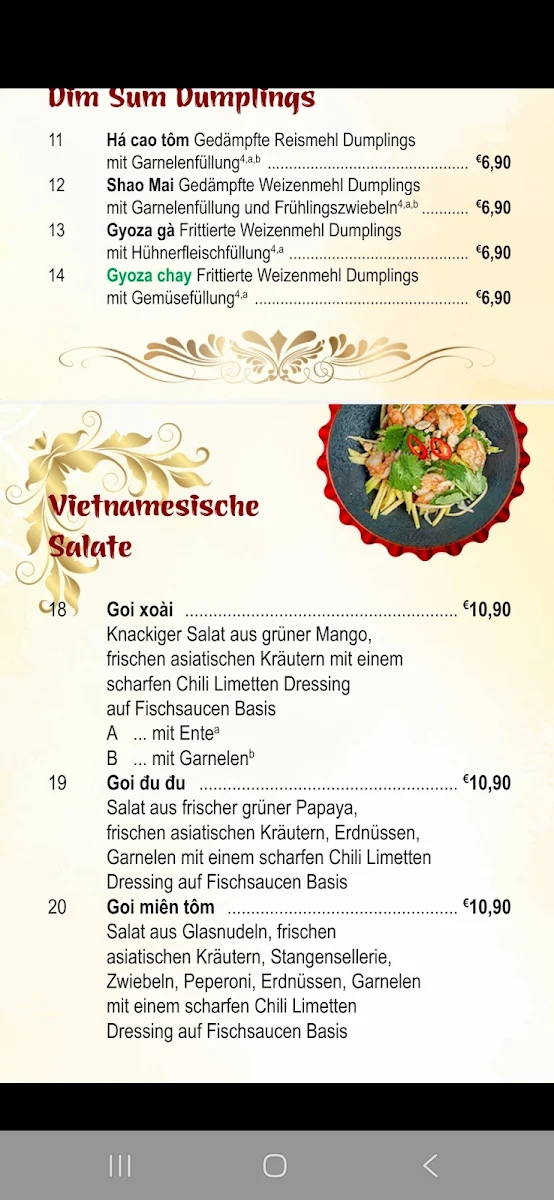 Speisekarte, Chi Eli Restaurant
