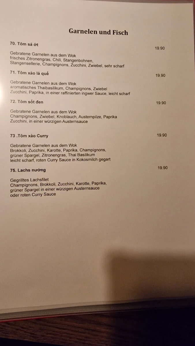 Speisekarte, Chi Eli Restaurant
