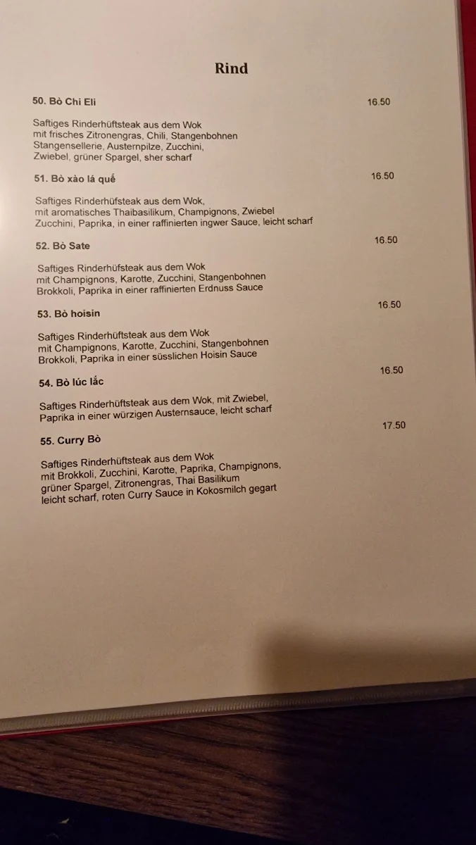 Speisekarte, Chi Eli Restaurant