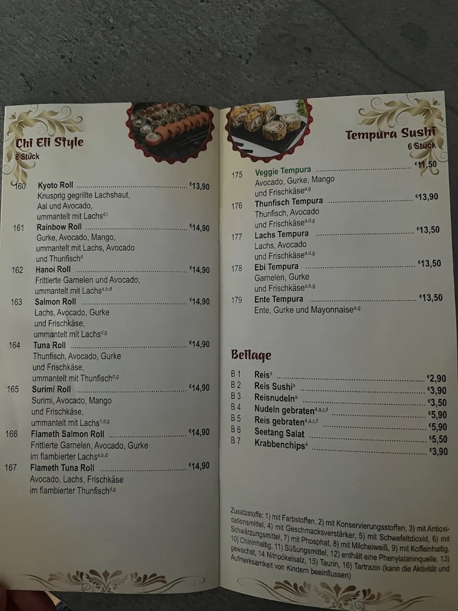 Speisekarte, Chi Eli Restaurant