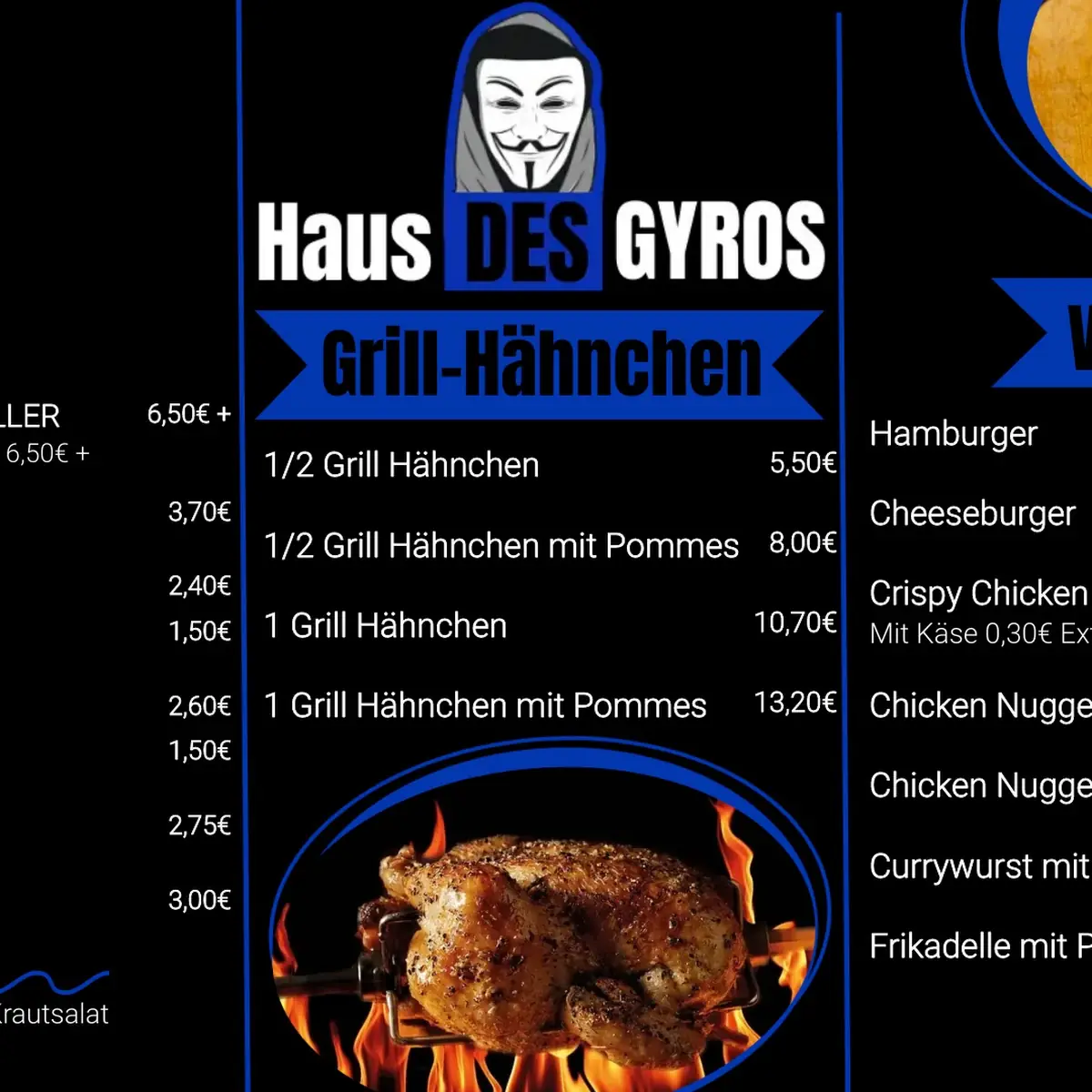 Speisekarte, Haus des Gyros Lüneburg