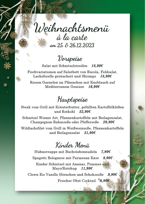 Speisekarte, Zur Linde - Gast- & Eventhaus