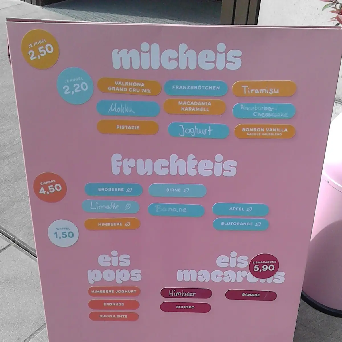 Speisekarte, Bonbon - Ice Cream Bar