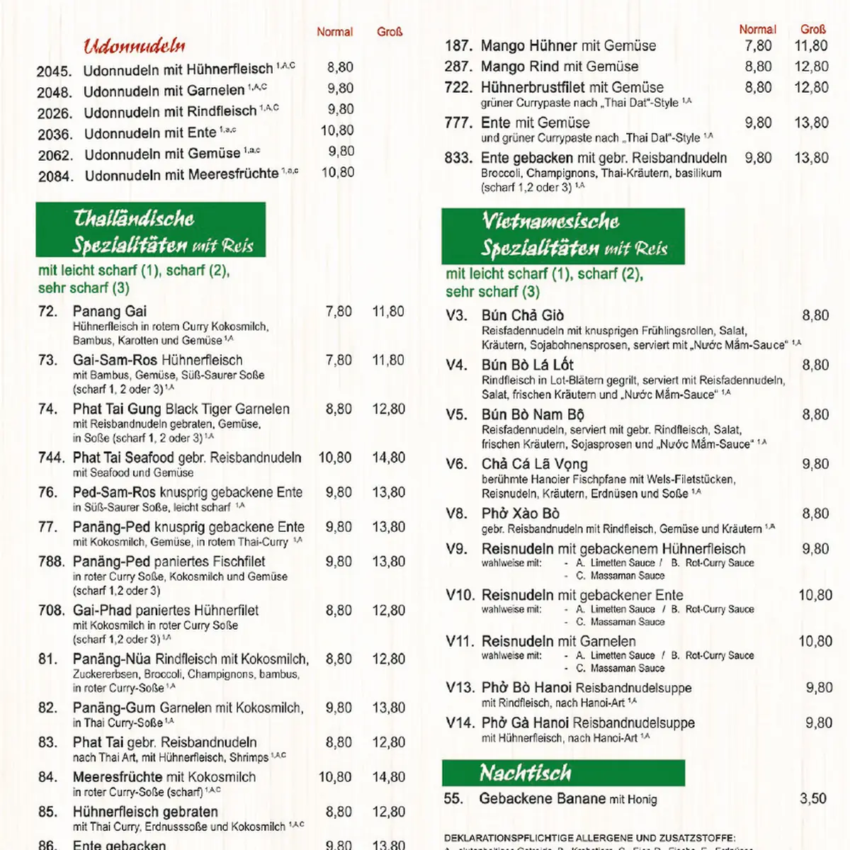 Speisekarte, Asia Imbiss Dang - Esslingen