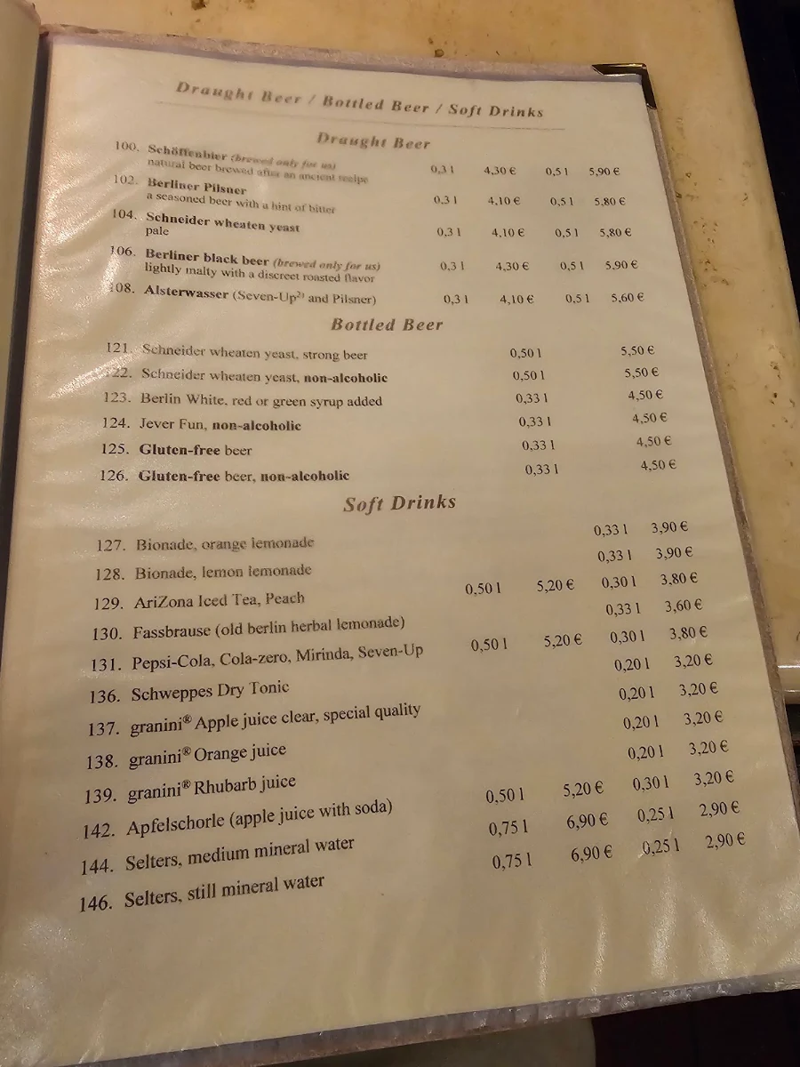 Speisekarte, Zur Gerichtslaube