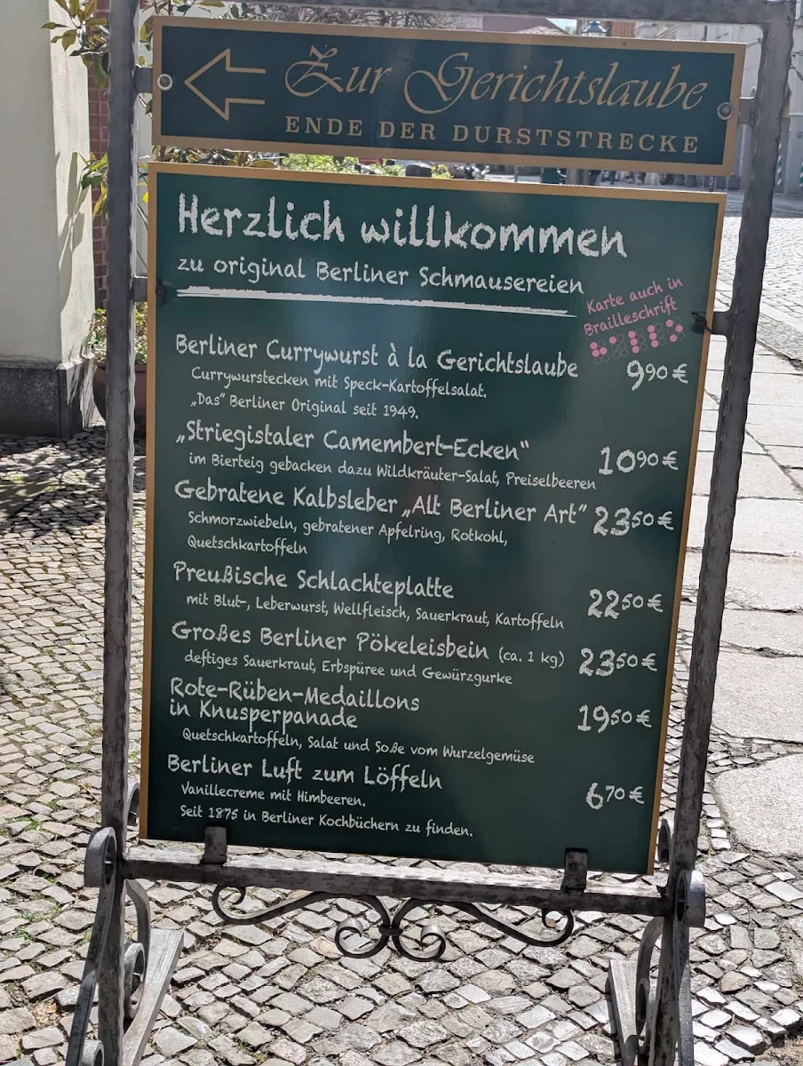 Speisekarte, Zur Gerichtslaube