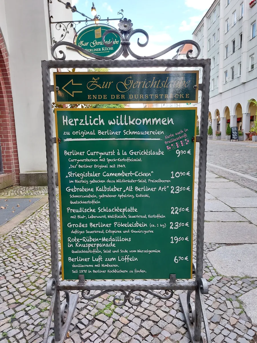 Speisekarte, Zur Gerichtslaube