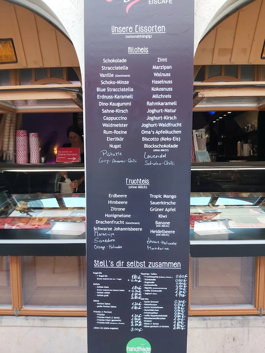 Speisekarte, Alfredo Eiscafé