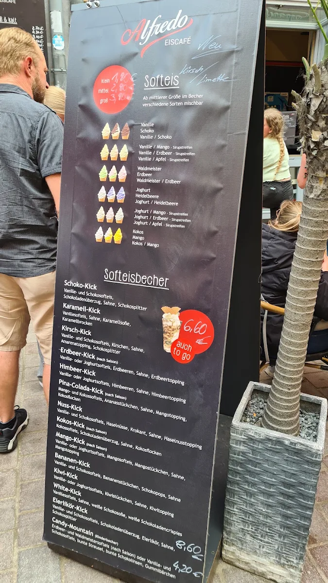 Speisekarte, Alfredo Eiscafé