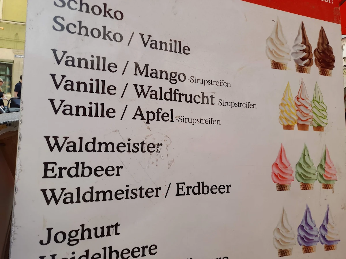 Speisekarte, Alfredo Eiscafé
