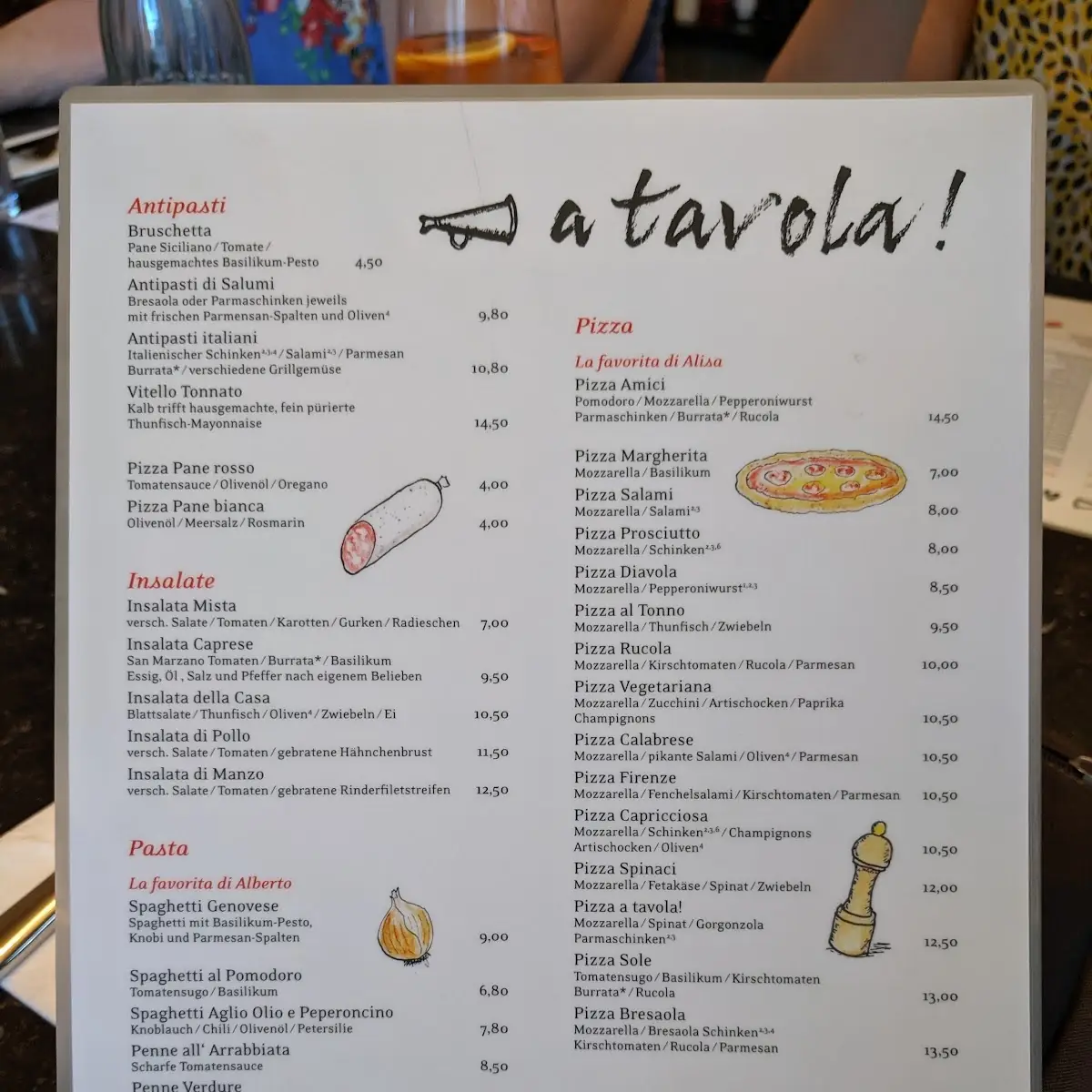 Speisekarte, a tavola!
