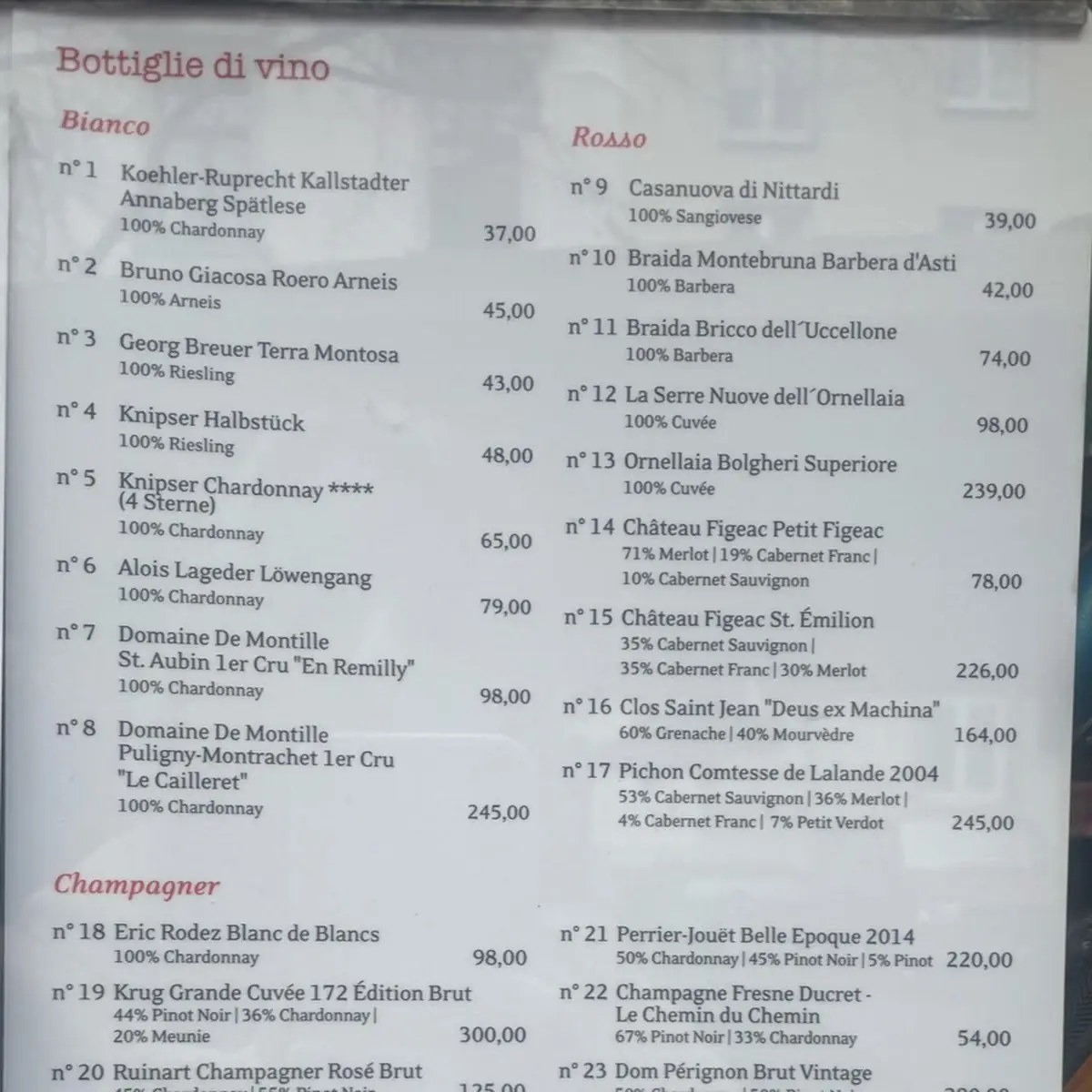 Speisekarte, a tavola!