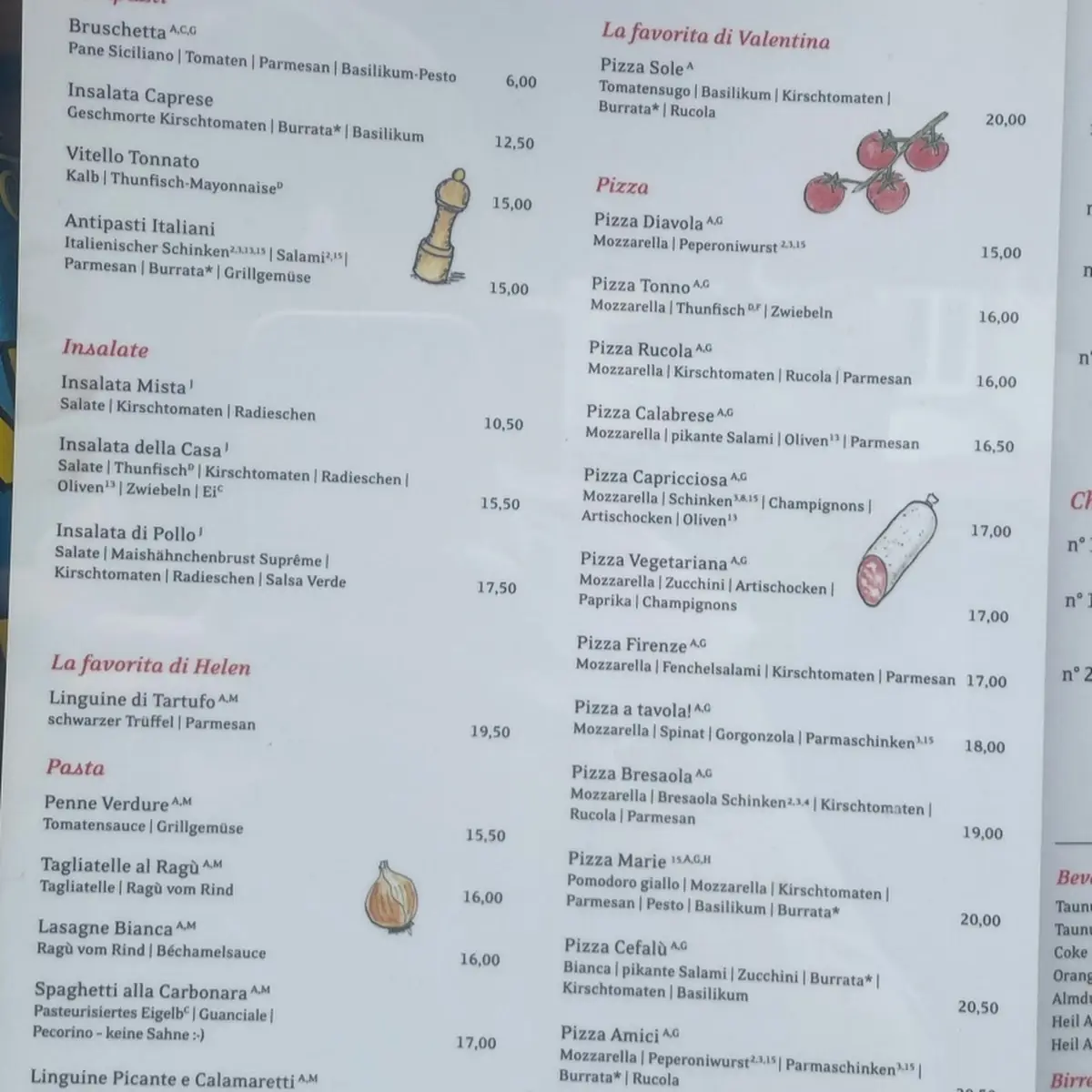 Speisekarte, a tavola!