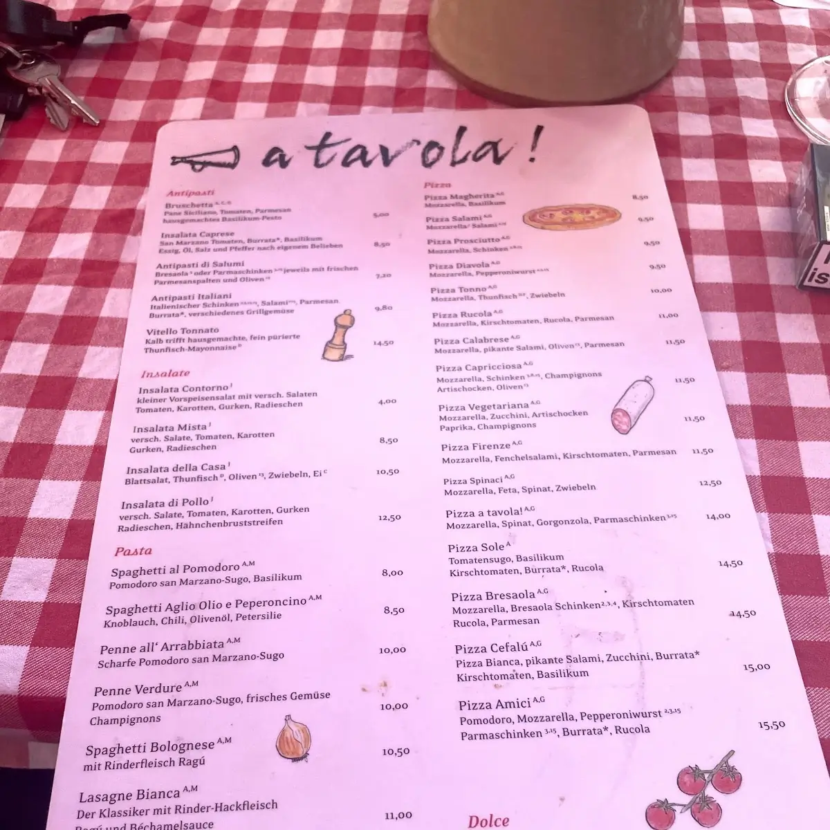 Speisekarte, a tavola!