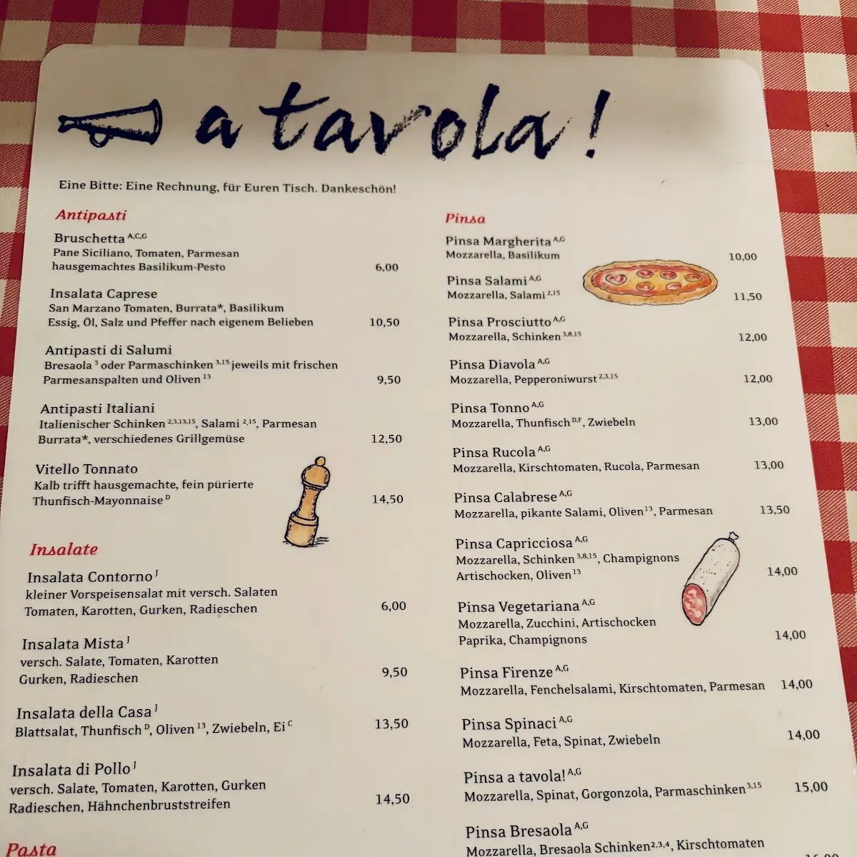 Speisekarte, a tavola!