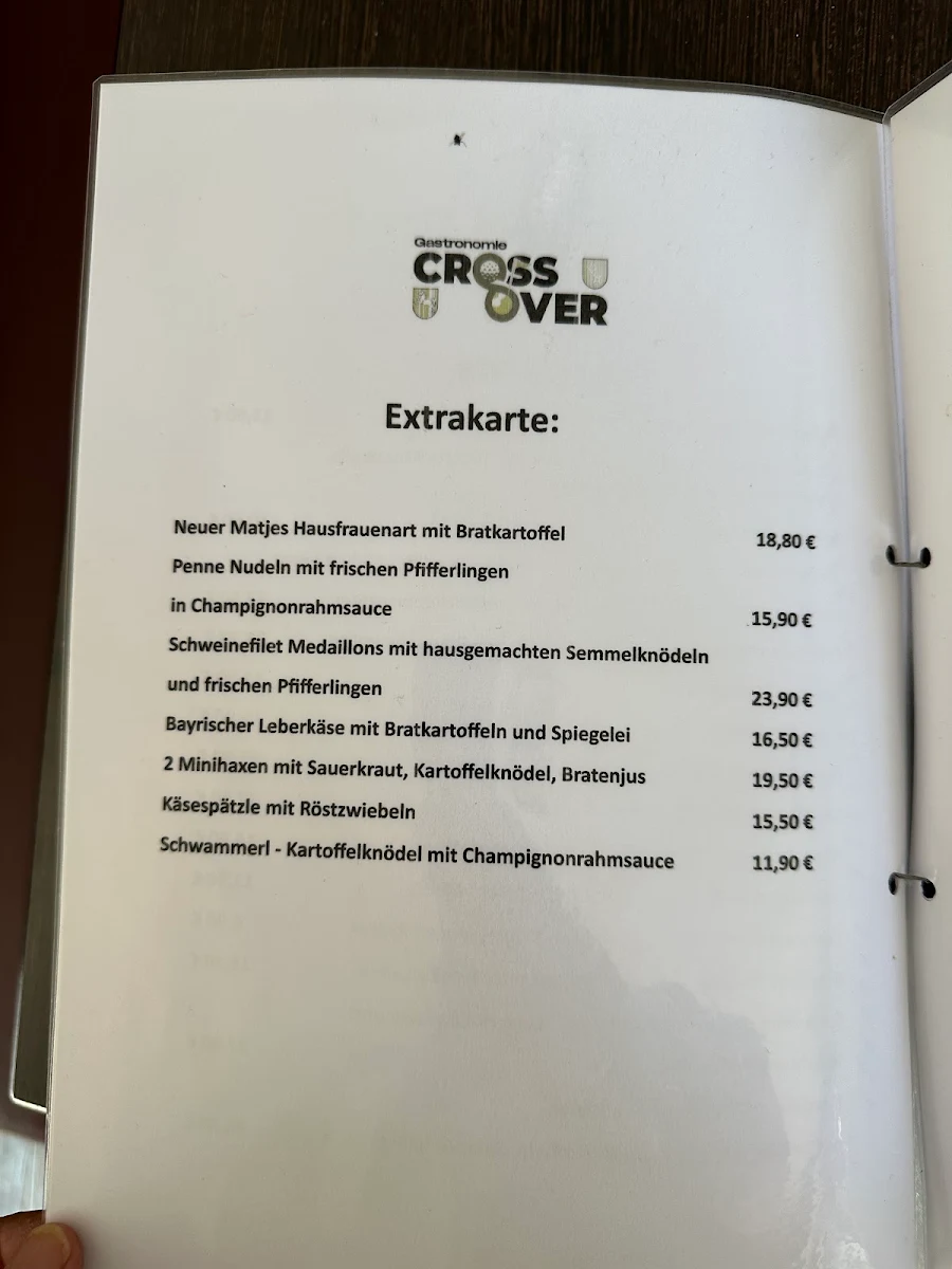 Speisekarte, Restaurant CrossOver