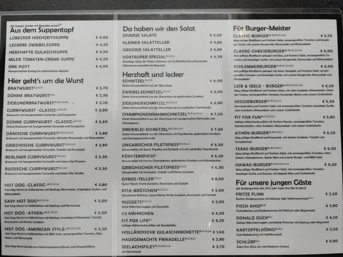 Speisekarte, Leib und Seele