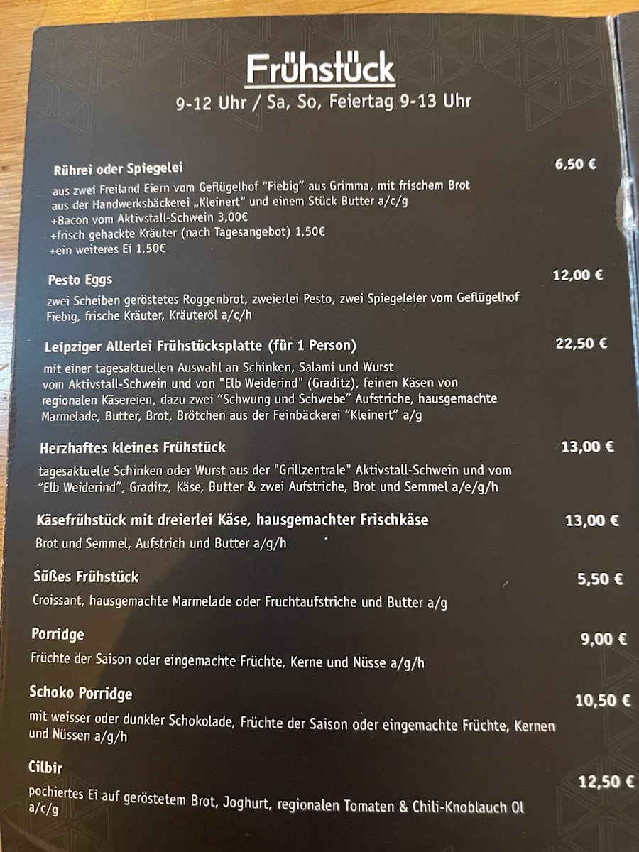 Speisekarte, Schwung & Schwebe