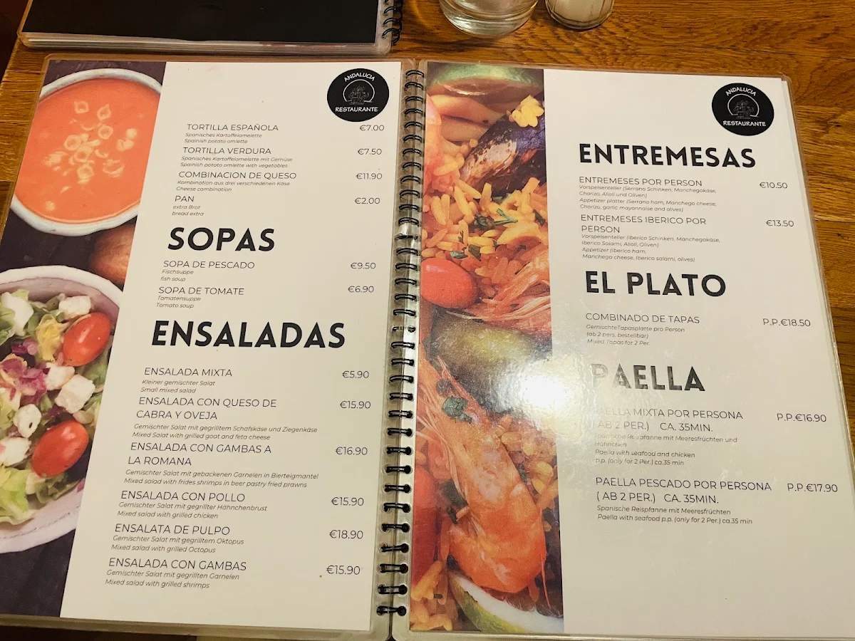Speisekarte, Andalucia
