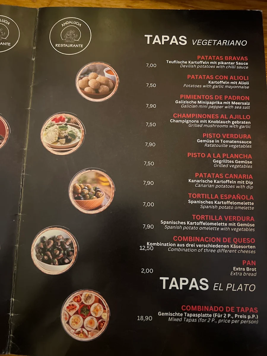 Speisekarte, Andalucia