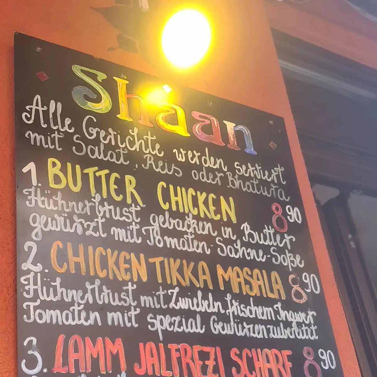Speisekarte, Restaurant Shaan