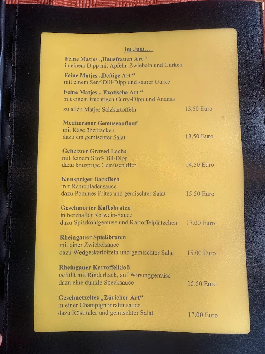 Speisekarte, Haus am Strom