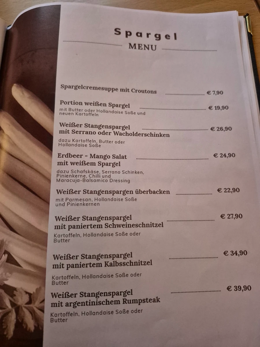 Speisekarte, Wirtshaus zum Schützenhof