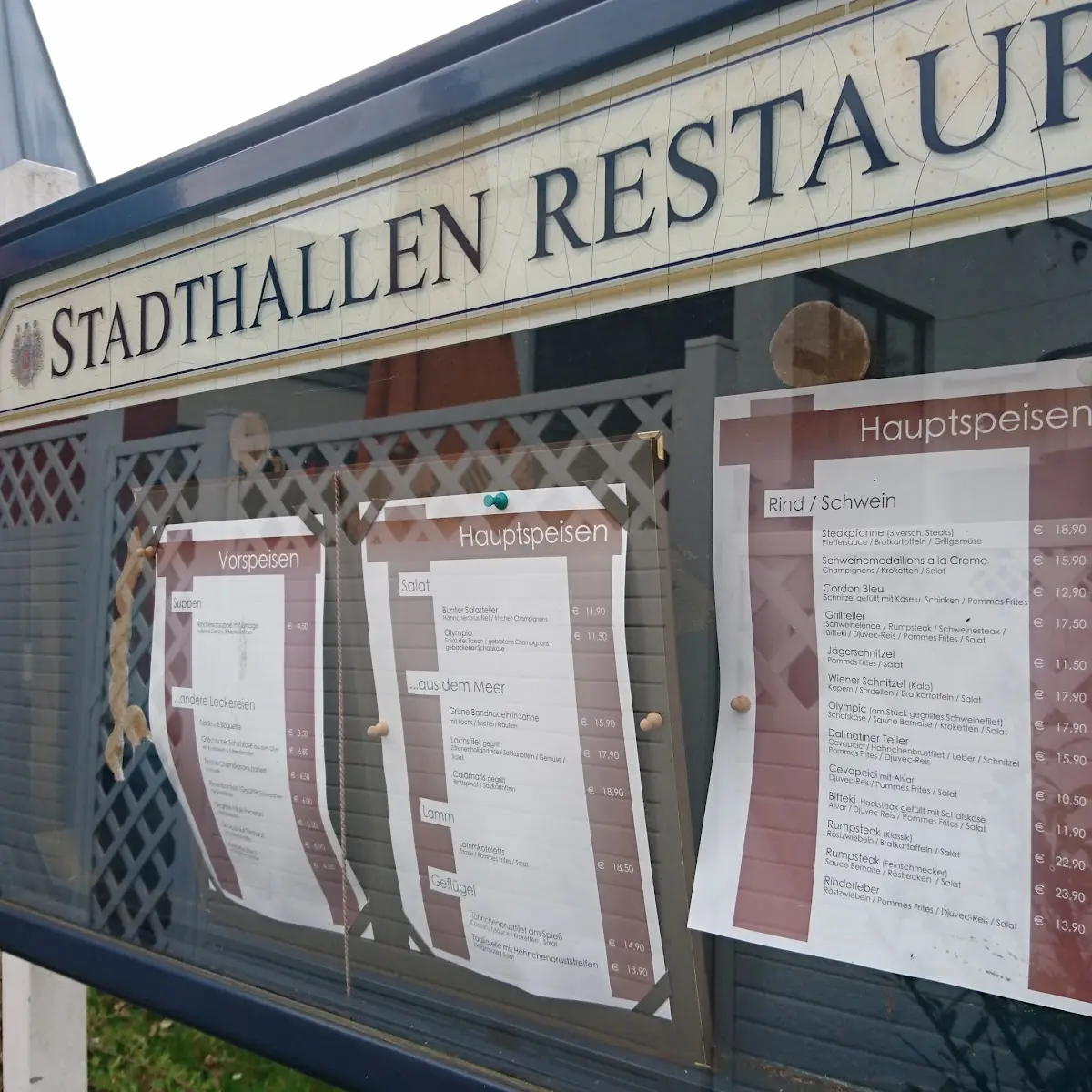 Speisekarte, Restaurant Stadthalle Hadamar