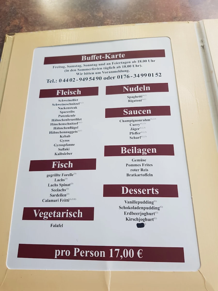 Speisekarte, Restaurant Chianti