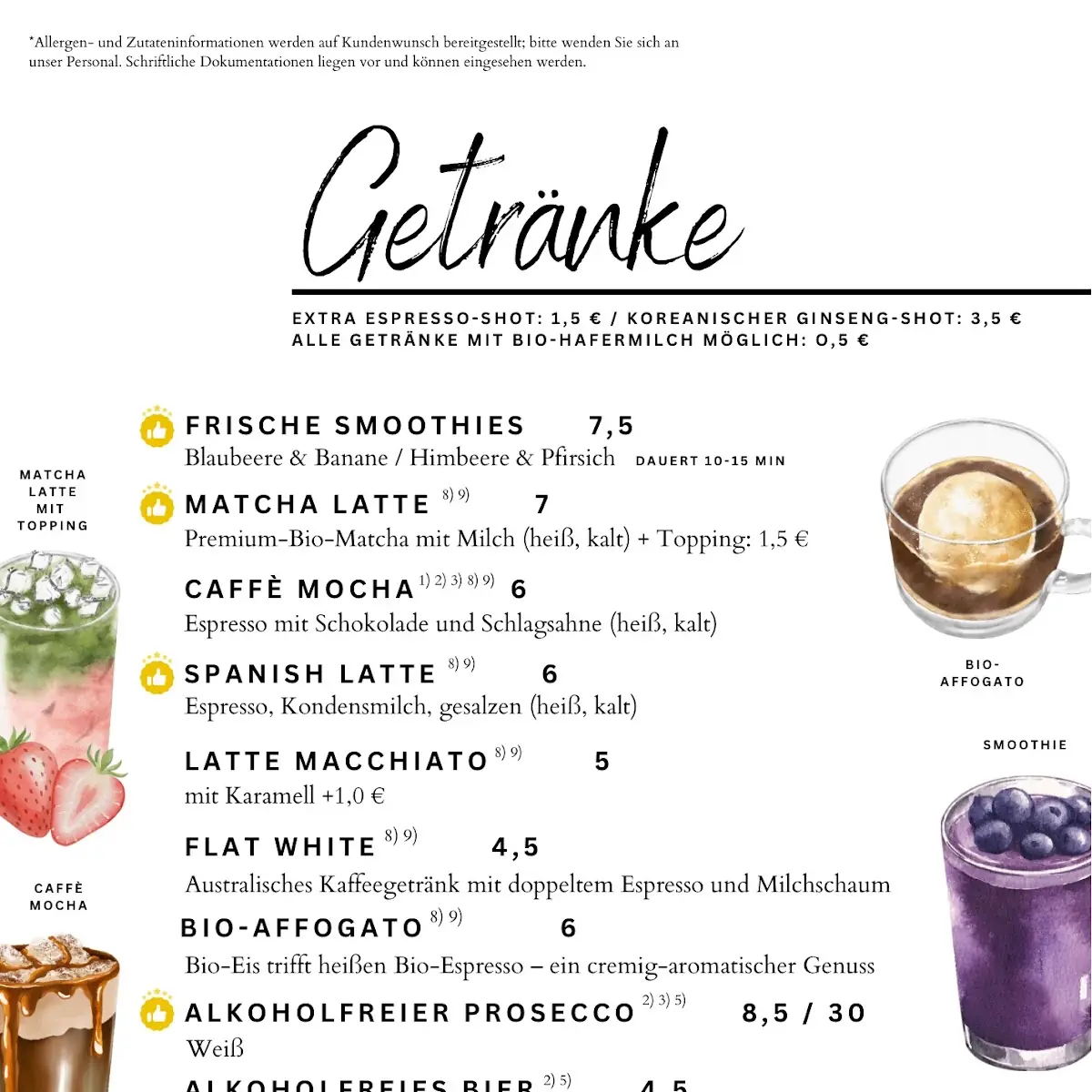 Speisekarte, Momo Nana Café & Bistro