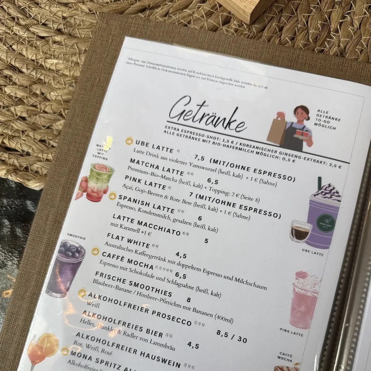 Speisekarte, Momo Nana Café & Bistro