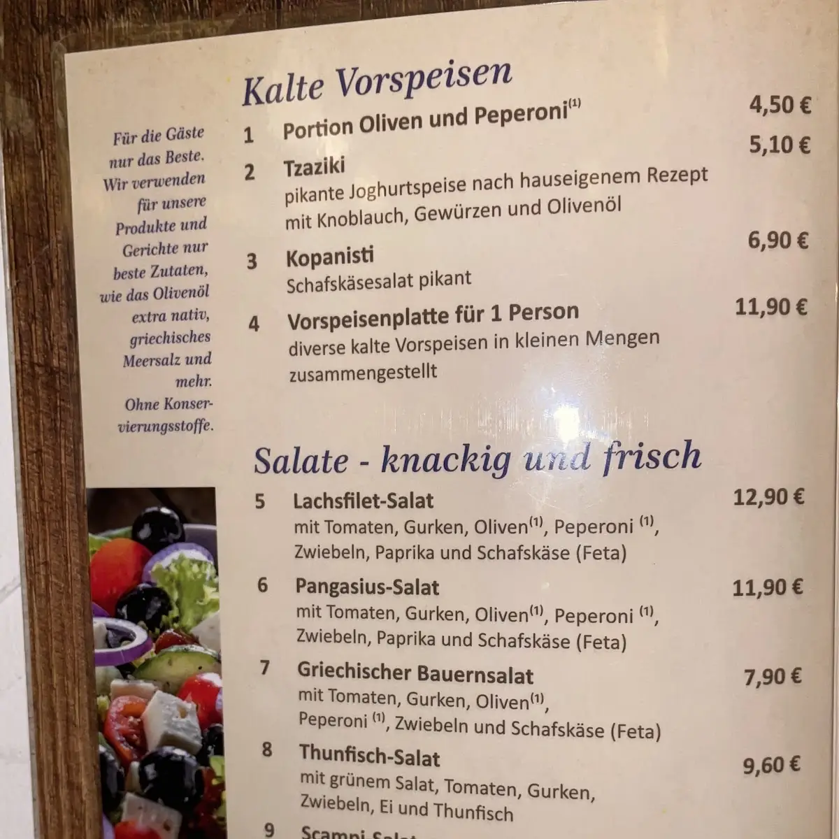 Speisekarte, Restaurantschiff Störtebeker